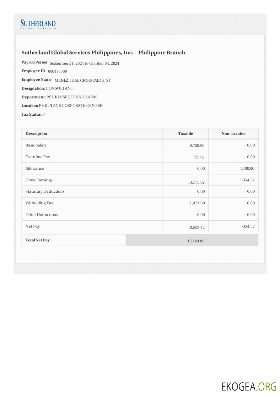 Modèle de fiche de paie de Sutherland Global Services Philippines aux formats Word et PDF.pdf, 1